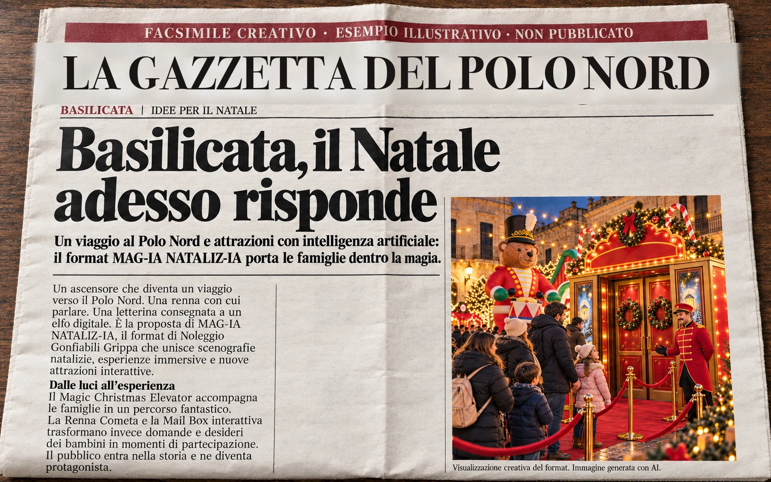 Facsimile creativo di una pagina di giornale dedicata al format
