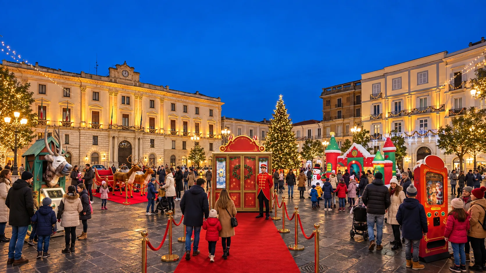 La stessa piazza allestita con il villaggio MAG-IA NATALIZ-IA