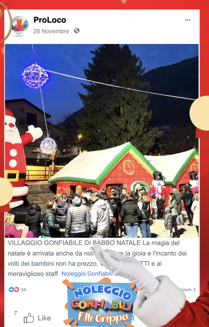Post di una Pro Loco dopo il villaggio di Babbo Natale